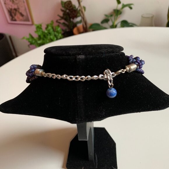 Blue Seed Bead Choker - Picture 3 of 4